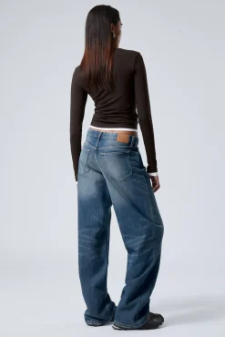 Weekday AMPLE LOW RISE LOOSE WIDE LEG JEANS><noscript><img width=