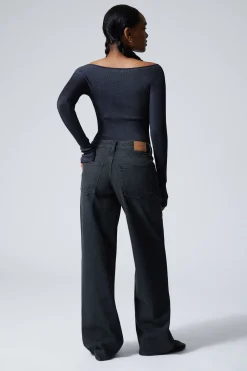 Weekday AMPLE LOW RISE LOOSE WIDE LEG JEANS><noscript><img width=