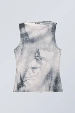 Weekday ANNIE BOAT-NECK PRINTED SLEEVELESS TOP><noscript><img width=