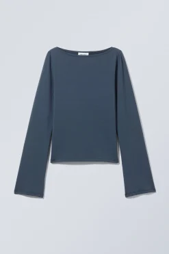 Weekday ANNIE LONG-SLEEVED BOAT-NECK TOP><noscript><img width=