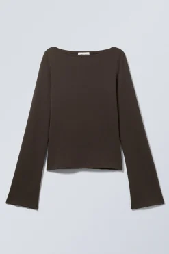 Weekday ANNIE LONG-SLEEVED BOAT-NECK TOP><noscript><img width=