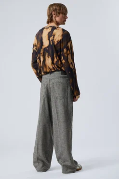 Weekday ASTRO LOOSE BAGGY HERRINGBONE TROUSERS><noscript><img width=