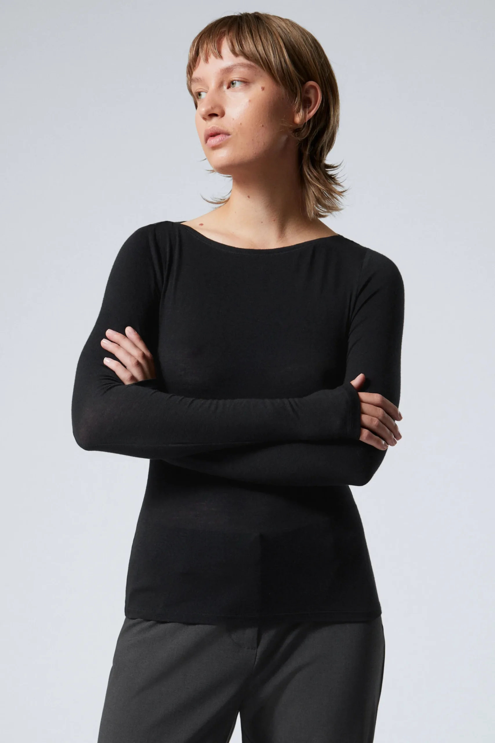 Weekday BOATNECK LONG SLEEVE TOP>Women Basics|Tops