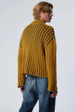 Weekday BOXY CABLE-KNIT POLO SWEATER><noscript><img width=