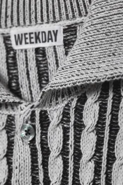Weekday BOXY CABLE-KNIT POLO SWEATER><noscript><img width=