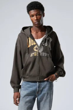 Weekday BOXY GRAPHIC ZIP HOODIE> Graphics|Sweatshirts