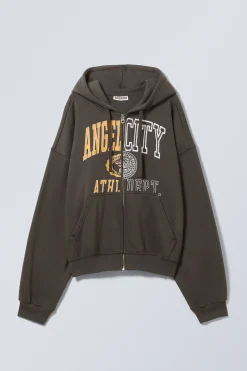 Weekday BOXY GRAPHIC ZIP HOODIE><noscript><img width=