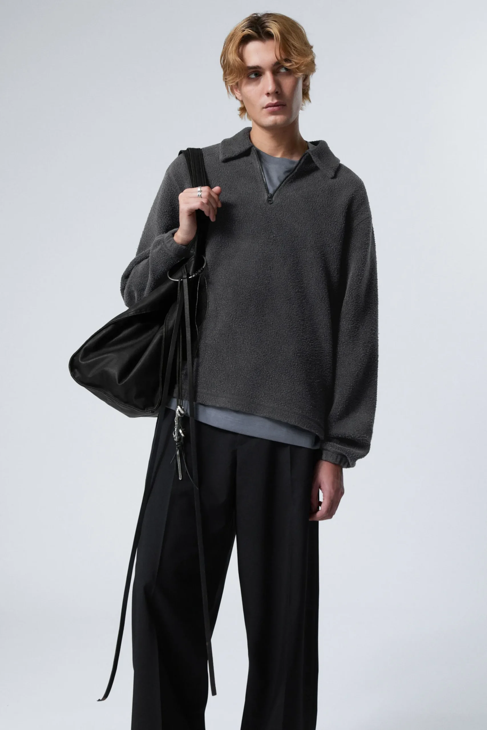 Weekday BOXY HALF-ZIP FLEECE SWEATSHIRT> Sweatshirts