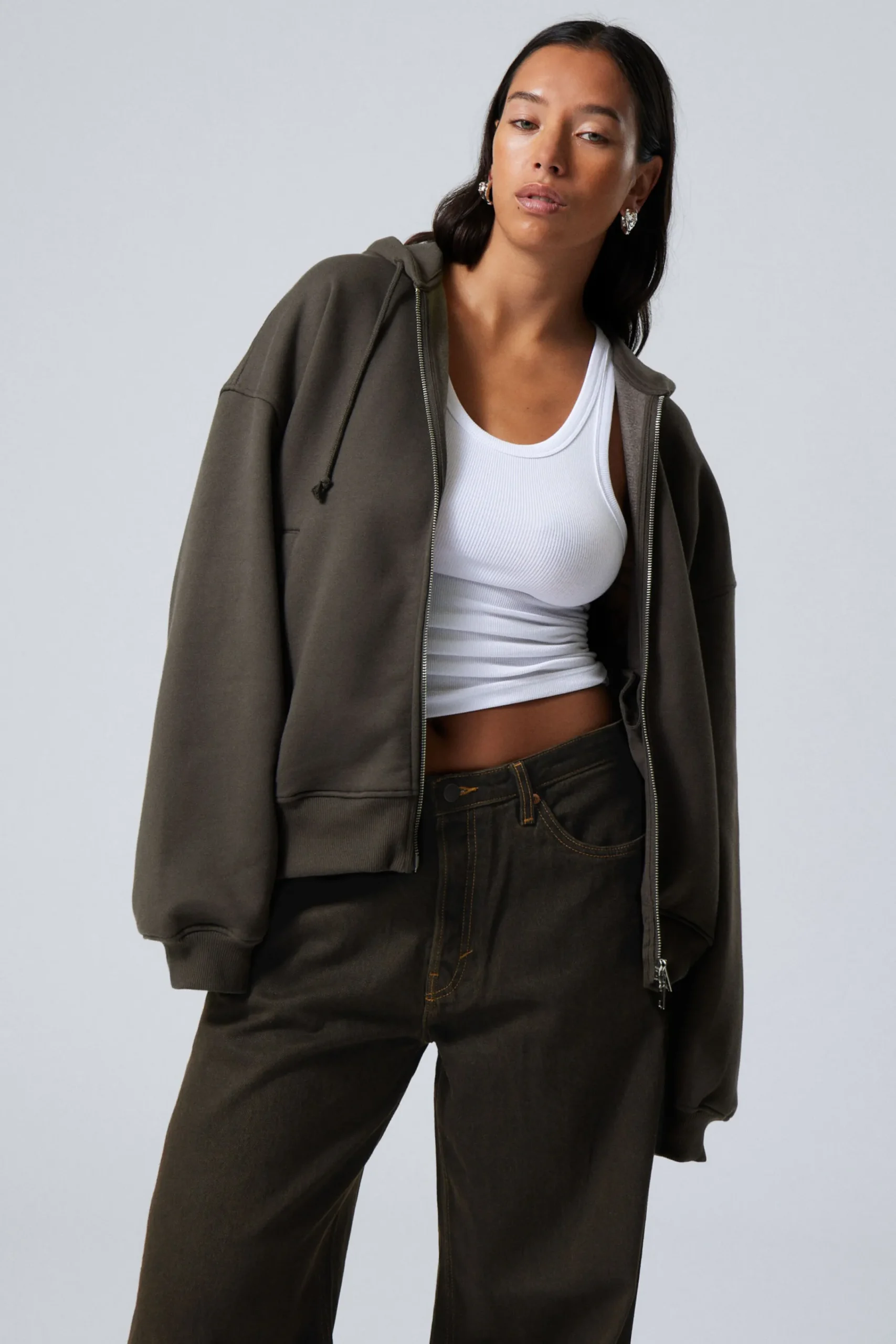 Weekday BOXY HEAVY ZIP HOODIE>Women Hoodies|Basics