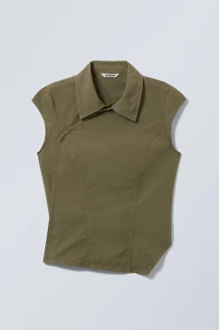 Weekday CAP-SLEEVED ASYMMETRIC RIPSTOP TOP>Women Tops