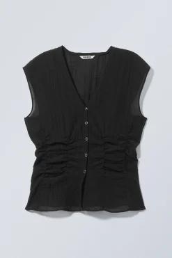 Weekday CAP-SLEEVED SHEER TOP><noscript><img width=