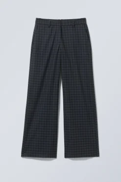 Weekday CHECKED LOW LOOSE SUIT TROUSERS><noscript><img width=