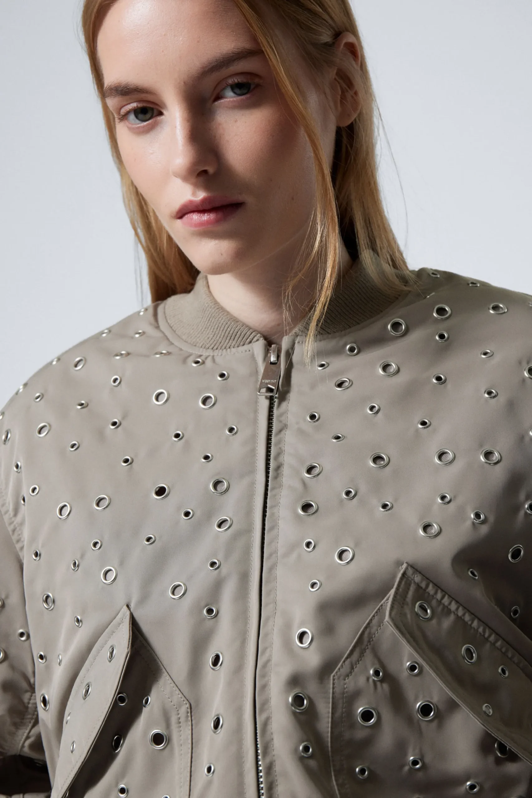 Weekday CROPPED EYELET BOMBER JACKET>Women Jackets & Coats