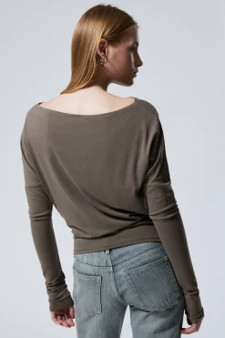 Weekday DRAPED LONG-SLEEVED LYOCELL TOP><noscript><img width=