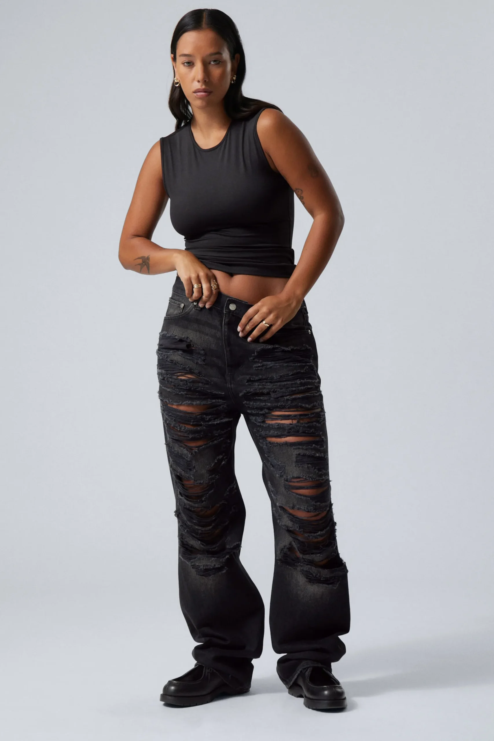 Weekday GALAXY LOOSE STRAIGHT DISTRESSED JEANS> Jeans