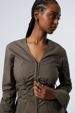 Weekday GATHERED POPLIN V-NECK SHIRT>Women Blouses & Shirts
