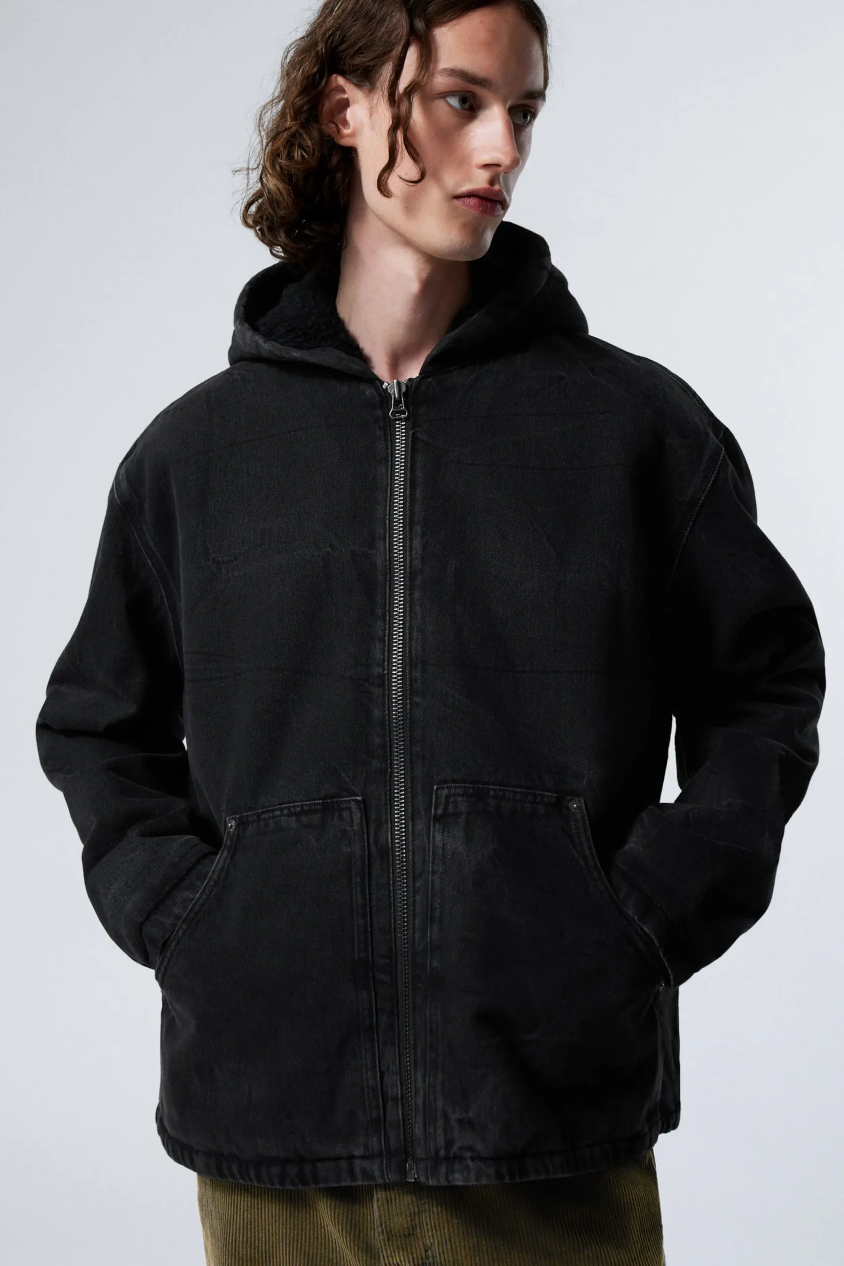 Weekday HOODED DENIM PILE JACKET> Jackets & Coats