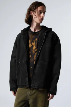 Weekday HOODED DENIM PILE JACKET><noscript><img width=