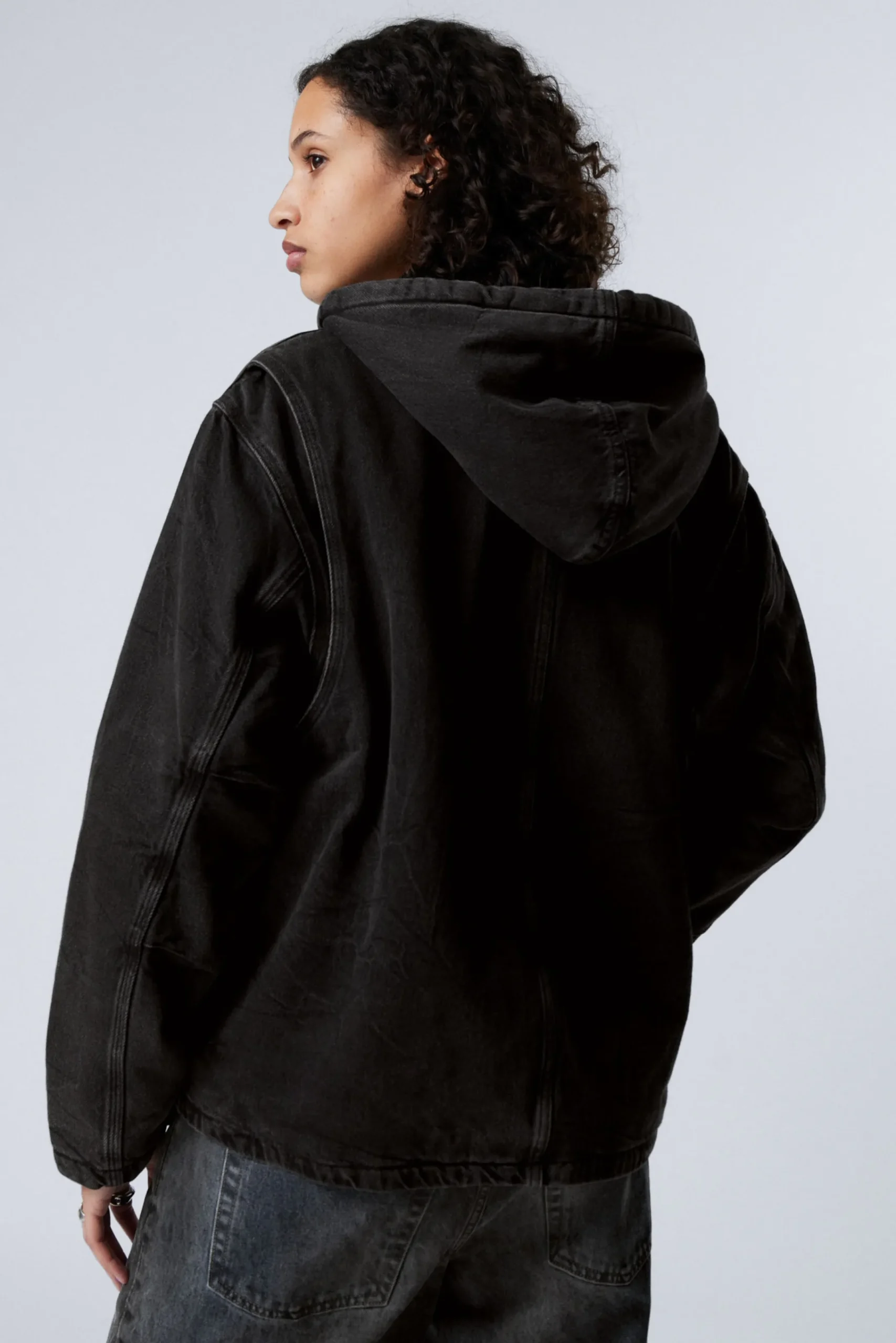 Weekday HOODED DENIM PILE JACKET> Jackets & Coats