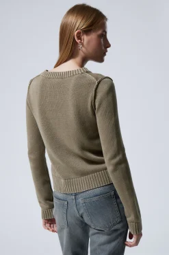 Weekday KNITTED PATCH-PRINT COTTON SWEATER><noscript><img width=