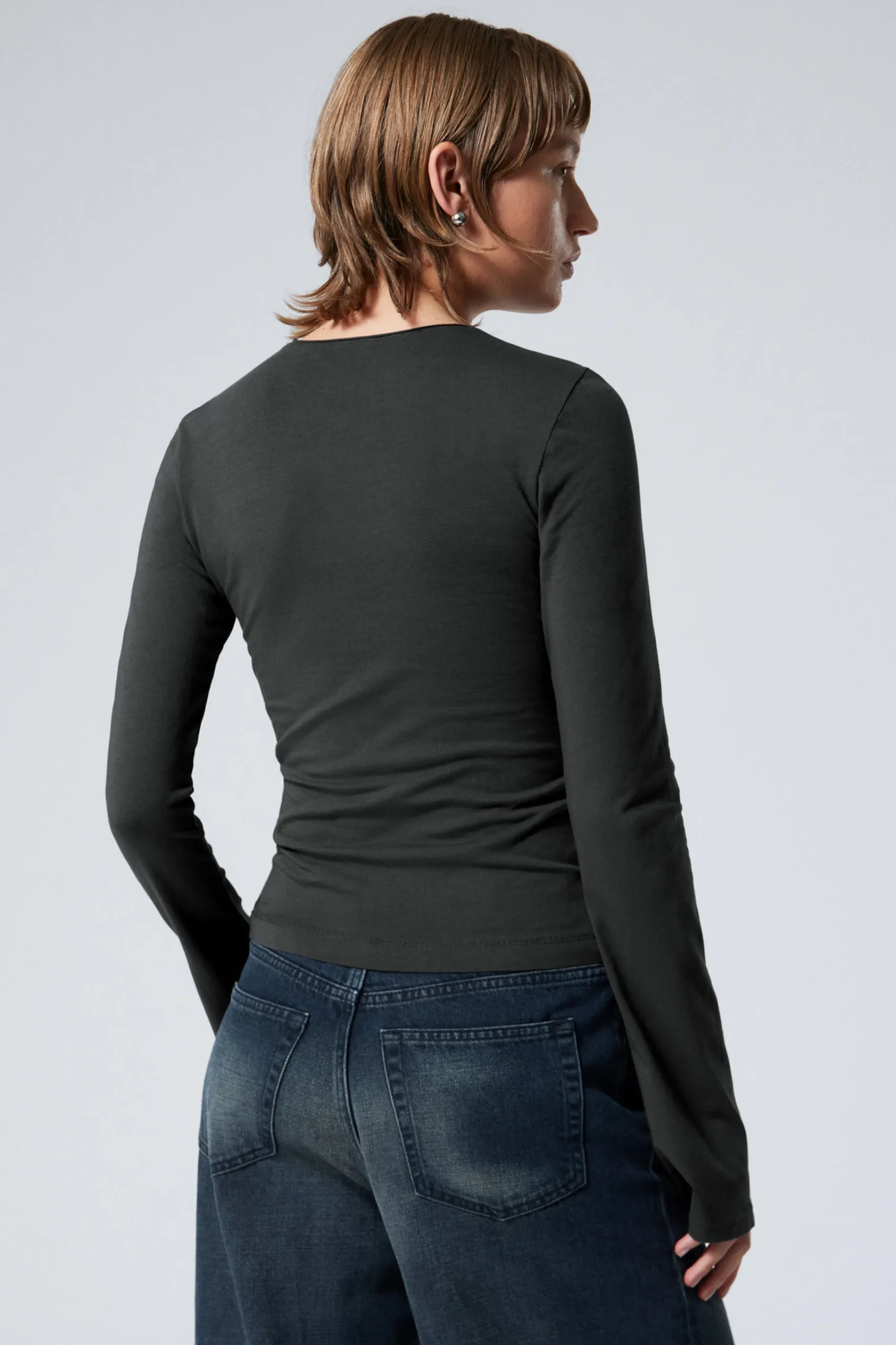 Weekday LONG SLEEVE COTTON TOP>Women Basics|Tops