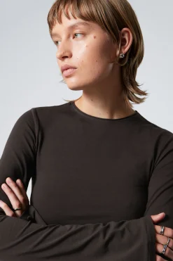 Weekday LONG SLEEVE COTTON TOP>Women Basics|Tops
