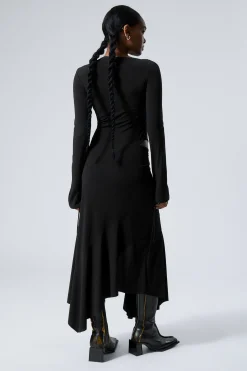 Weekday LONG-SLEEVED ASYMMETRIC DRAPED DRESS><noscript><img width=