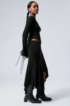 Weekday LONG-SLEEVED ASYMMETRIC DRAPED DRESS><noscript><img width=