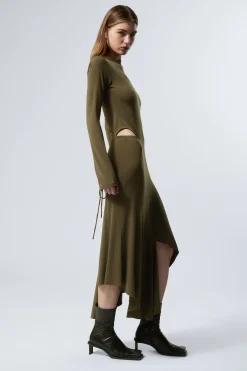 Weekday LONG-SLEEVED ASYMMETRIC DRAPED DRESS><noscript><img width=