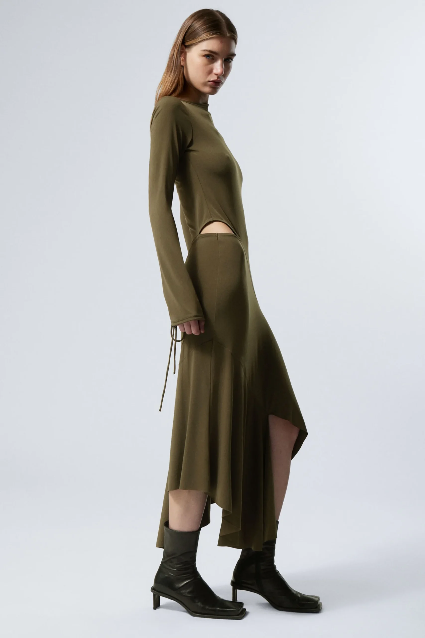 Weekday LONG-SLEEVED ASYMMETRIC DRAPED DRESS>Women Dresses