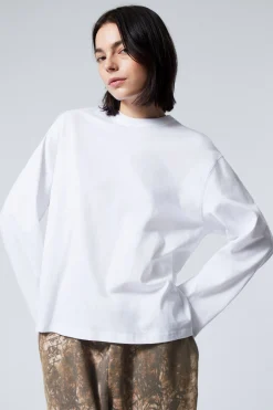 Weekday LONG-SLEEVED BOXY COTTON T-SHIRT>Women Basics|Tops