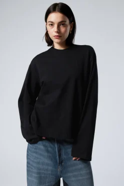 Weekday LONG-SLEEVED BOXY COTTON T-SHIRT>Women Basics|Tops