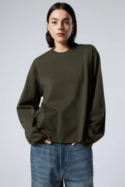 Weekday LONG-SLEEVED BOXY COTTON T-SHIRT>Women Basics|T-Shirts