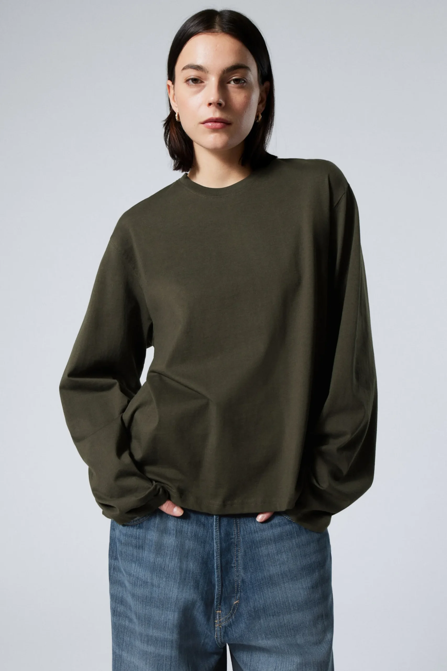 Weekday LONG-SLEEVED BOXY COTTON T-SHIRT>Women Basics|T-Shirts