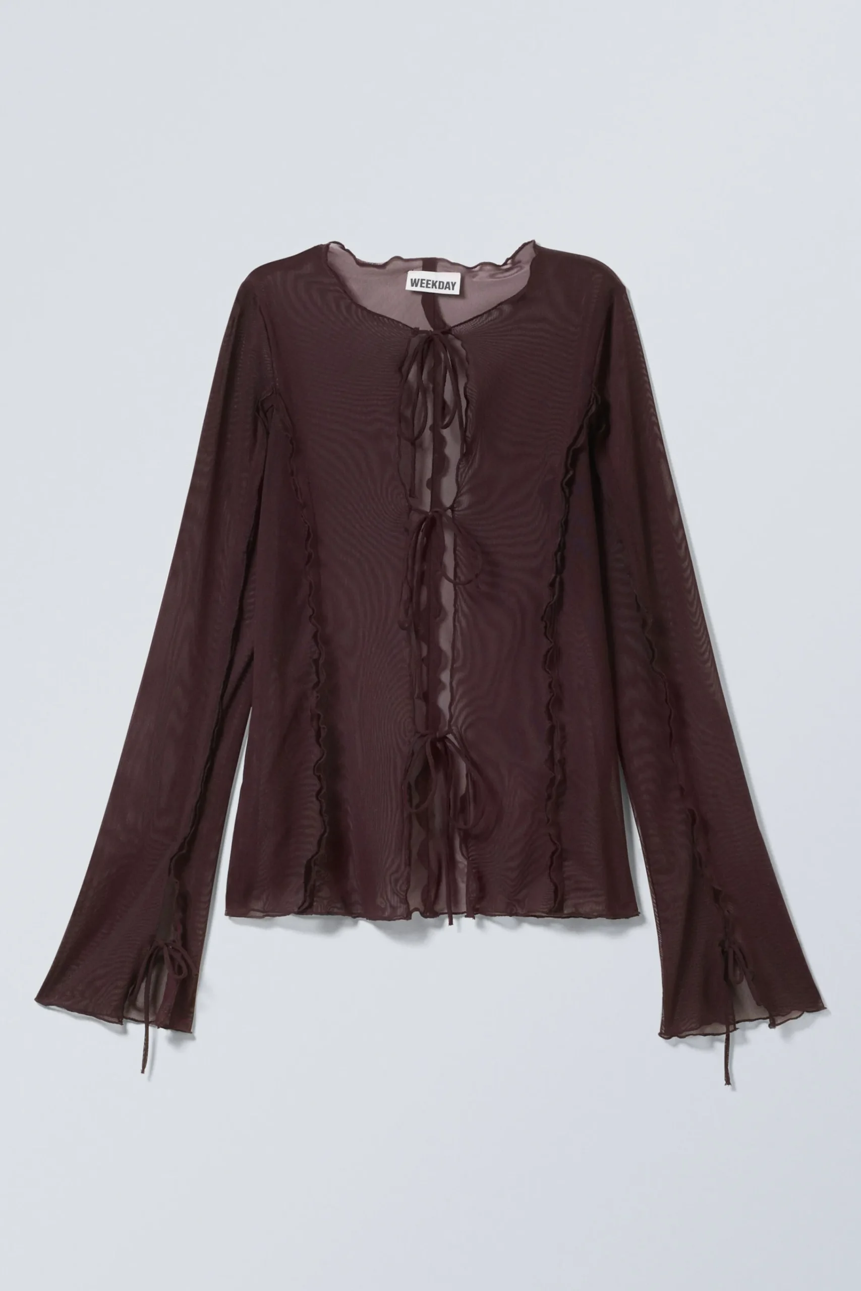 Weekday LONG-SLEEVED MESH TIE TOP>Women Blouses & Shirts