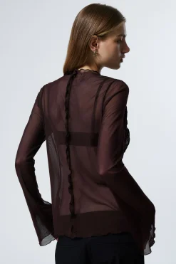 Weekday LONG-SLEEVED MESH TIE TOP><noscript><img width=
