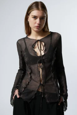 Weekday LONG-SLEEVED MESH TIE TOP>Women Blouses & Shirts