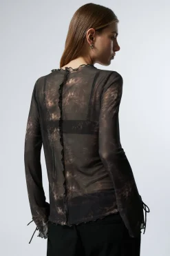 Weekday LONG-SLEEVED MESH TIE TOP><noscript><img width=
