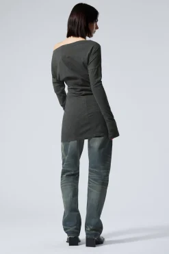Weekday LONG-SLEEVED OFF-SHOULDER MINI DRESS><noscript><img width=