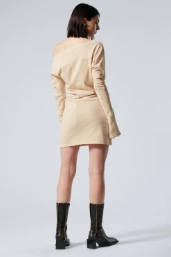 Weekday LONG-SLEEVED OFF-SHOULDER MINI DRESS><noscript><img width=