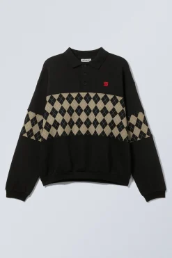 Weekday LOOSE GRAPHIC POLO SWEATSHIRT><noscript><img width=