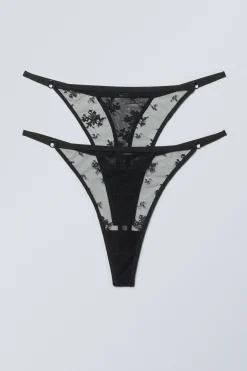 Weekday 2-PACK LACE TANGA THONGS>Women Underwear