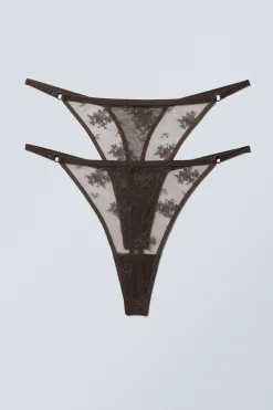 Weekday 2-PACK LACE TANGA THONGS>Women Underwear