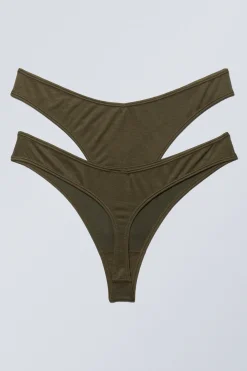 Weekday 2-PACK LOW WAIST MODAL THONGS>Women Underwear