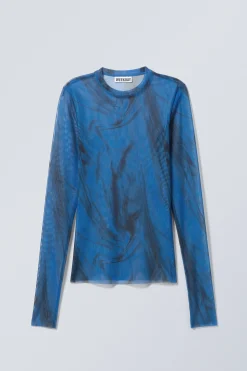 Weekday PRINTED LONG SLEEVE MESH TOP><noscript><img width=