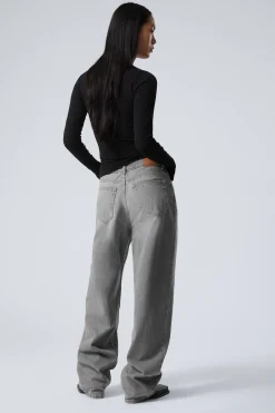 Weekday RAIL MID RISE LOOSE WIDE LEG JEANS><noscript><img width=