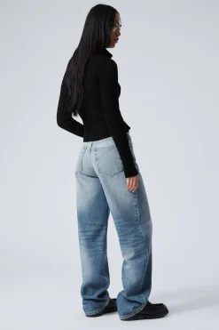 Weekday RAIL MID RISE LOOSE WIDE LEG JEANS><noscript><img width=