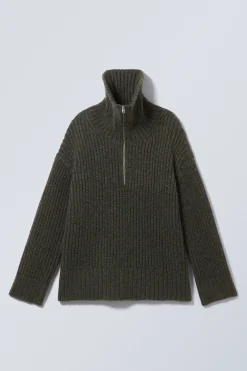 Weekday RIB-KNIT HALF-ZIP TURTLENECK SWEATER><noscript><img width=