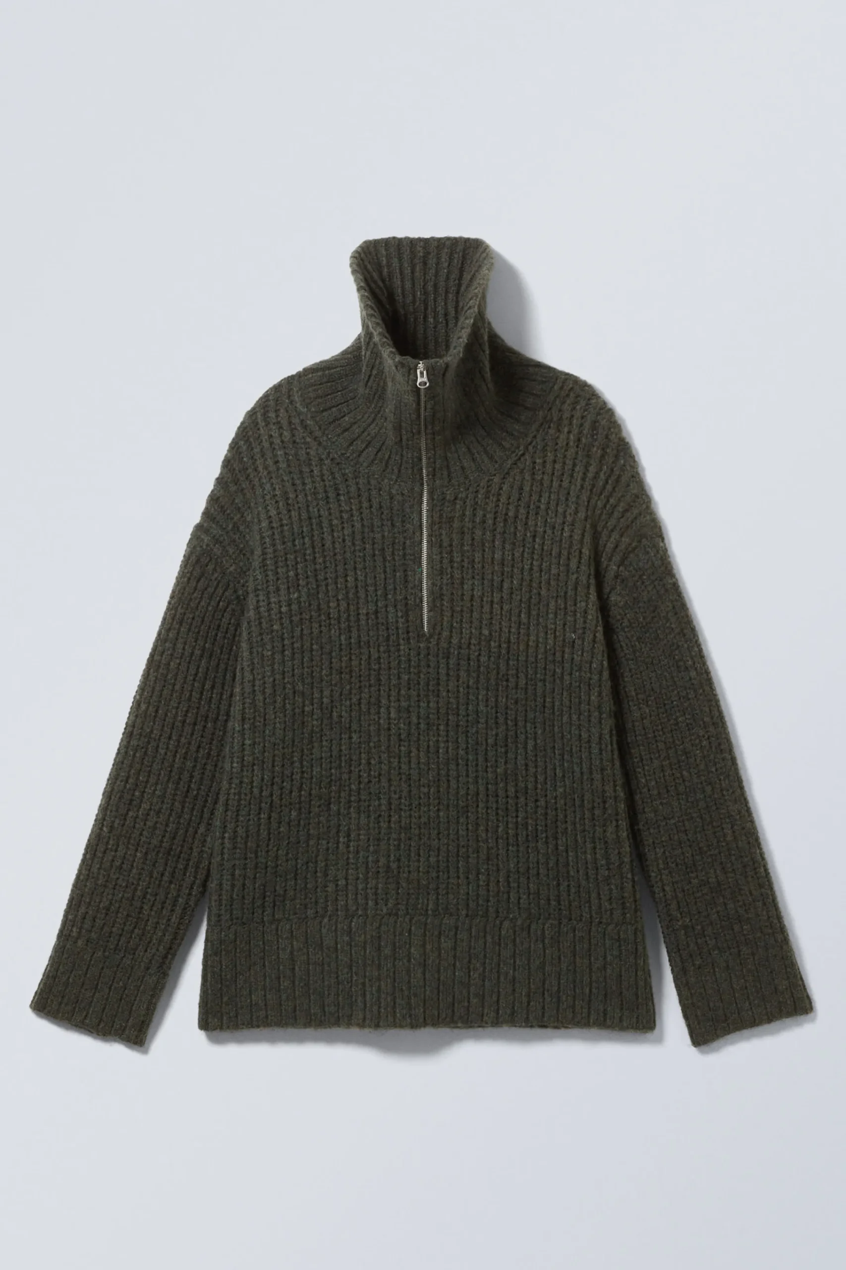 Weekday RIB-KNIT HALF-ZIP TURTLENECK SWEATER>Women Knitwear