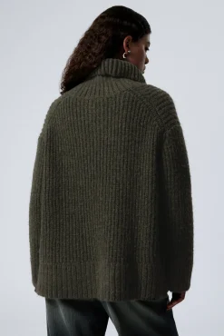Weekday RIB-KNIT HALF-ZIP TURTLENECK SWEATER><noscript><img width=
